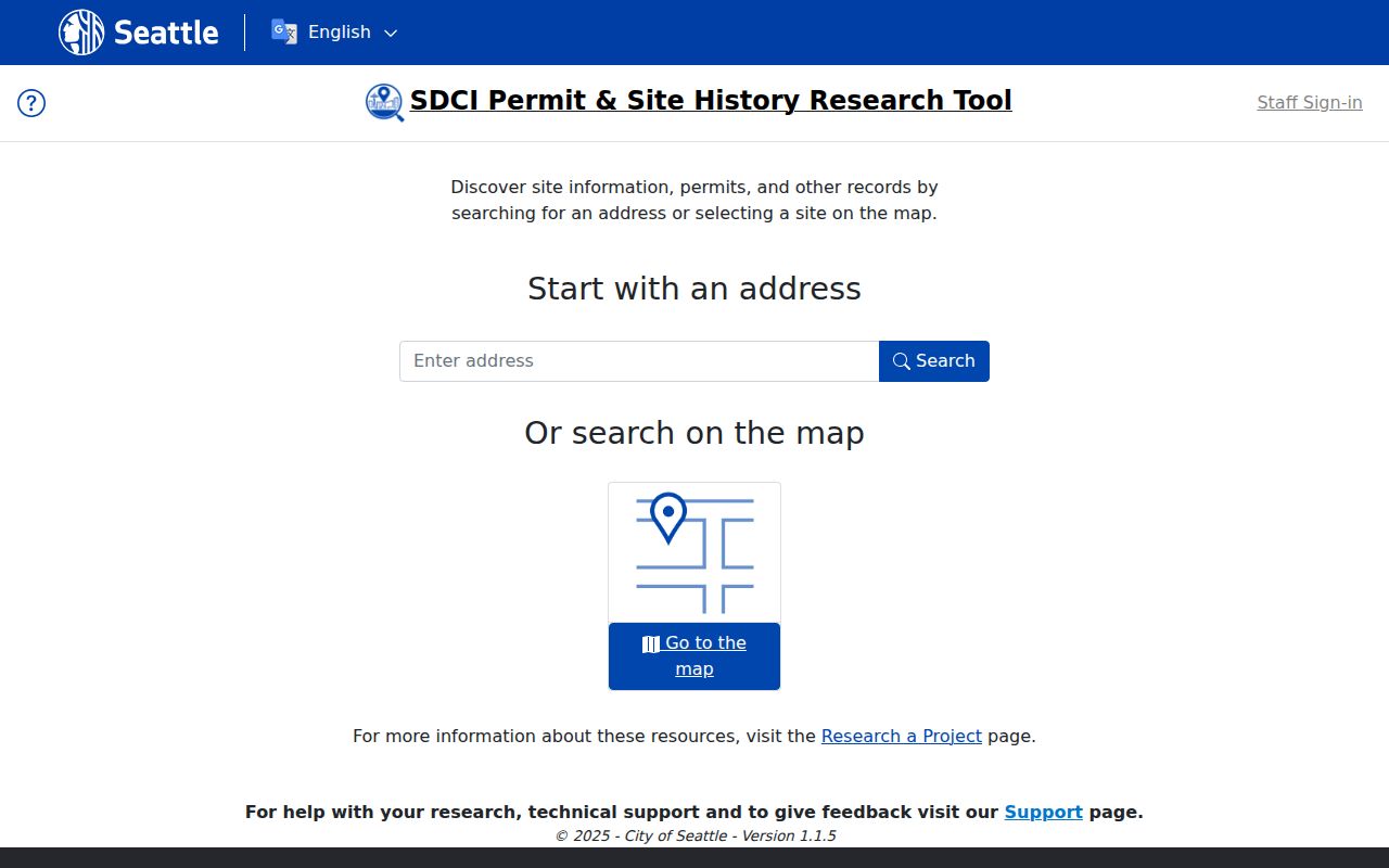 Seattle street directory permit history map