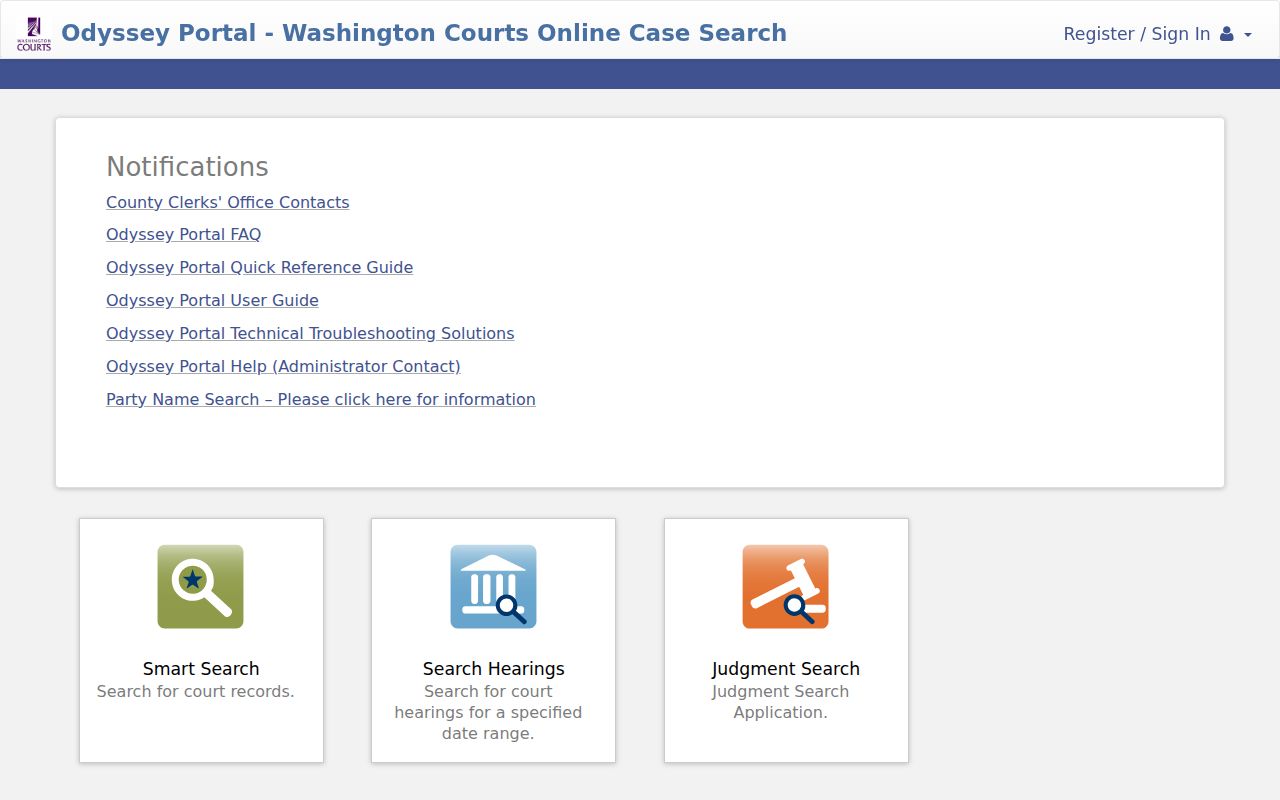 Seattle resident lookup using Odyssey Portal Smart Search choices